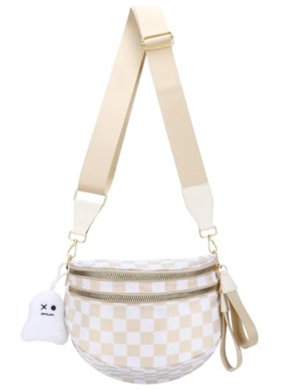 Nylon Crossbody Bag Checkered Shoulder Purse Travel Messenger